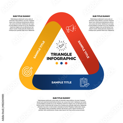Vector triangle element for infographic. infographic for presentation. Business concept with 3 options, parts, steps or processes. venn diagram 3 step.	