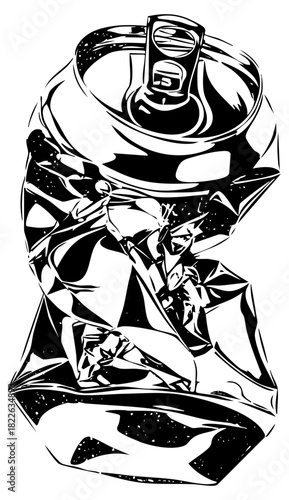 Spray Can Crushing Impact Illustration