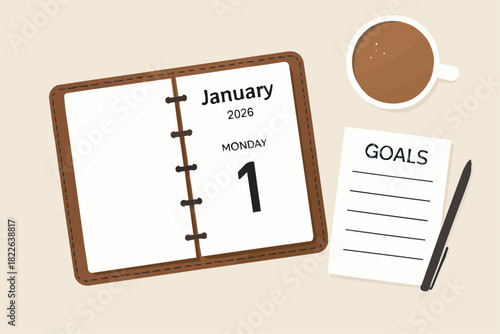 2026 Planner and Journal Flat Illustration