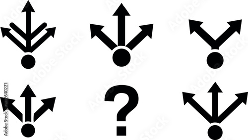 Directional arrows vector icons with question mark symbol