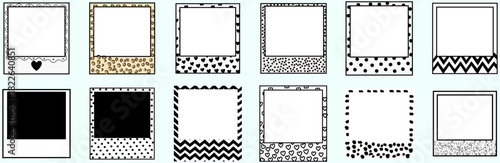 Photo Frame Clipart Collection Printable Scrapbook Designs Instant Camera Layouts Graphic Elements Digital Templates