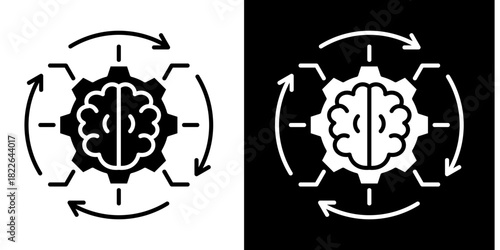 Machine Learning  Icon Set White Style Collection
