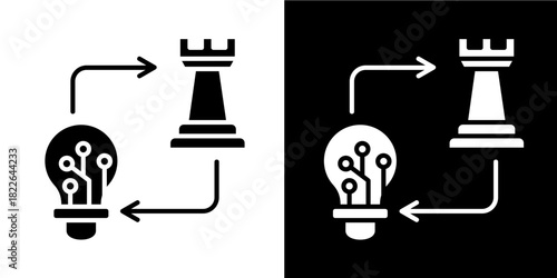 Strategy Implementation  Icon Set White Style Collection
