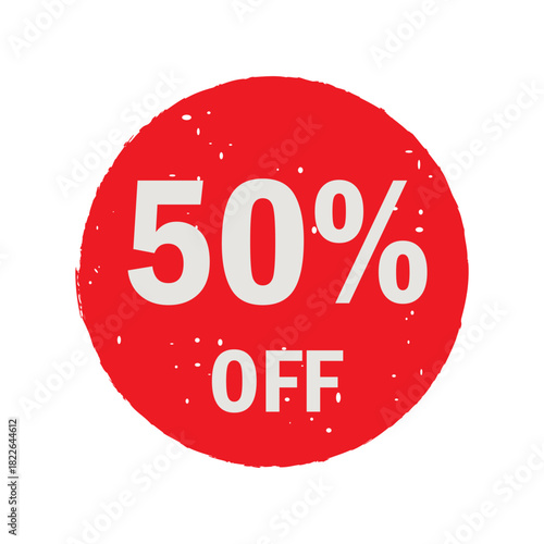 sticker 50 off icon. Big sale sign showing fifty percent off discount on products for shoppers. Vector illustration