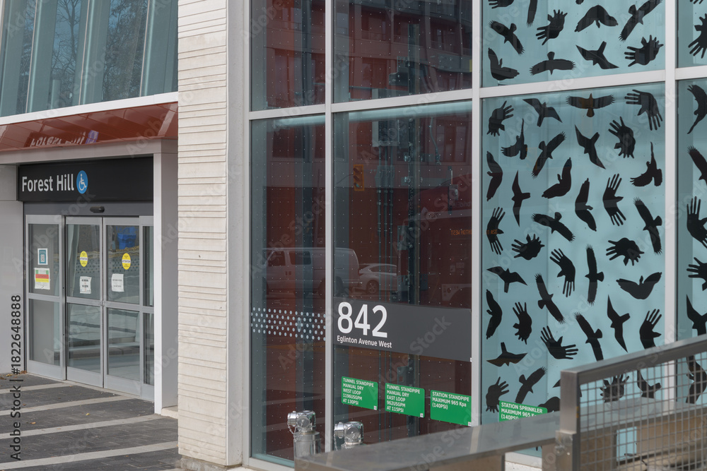 Fototapeta premium exterior of Forest Hill LRT Station located at 842 Eglinton Av W, Toronto