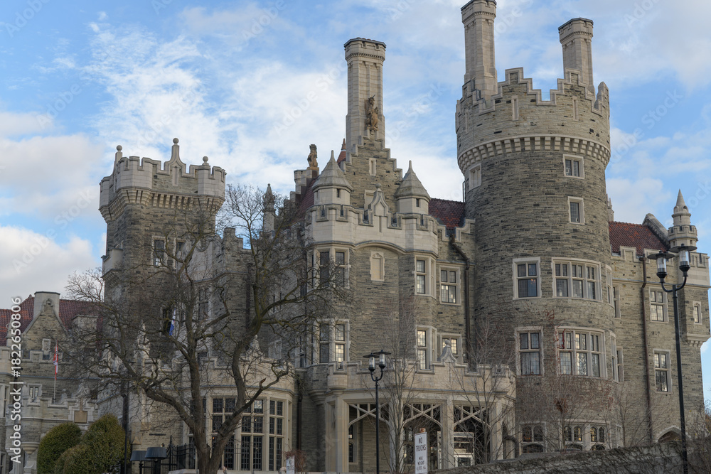Fototapeta premium view of Casa Loma, a heritage property and tourist destination, located at 1 Austin Terrace, Toronto - west elevation