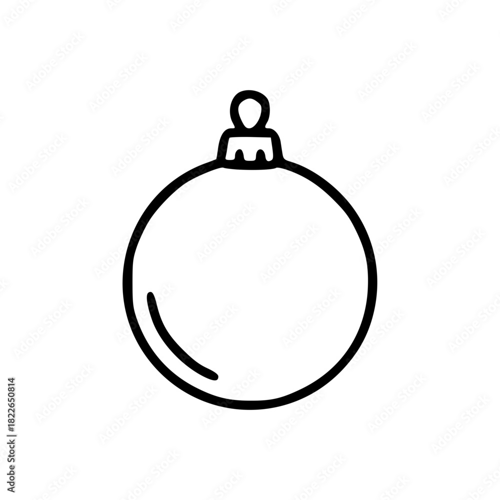 Obraz premium Simple black and white line drawing of a single Christmas ornament.
