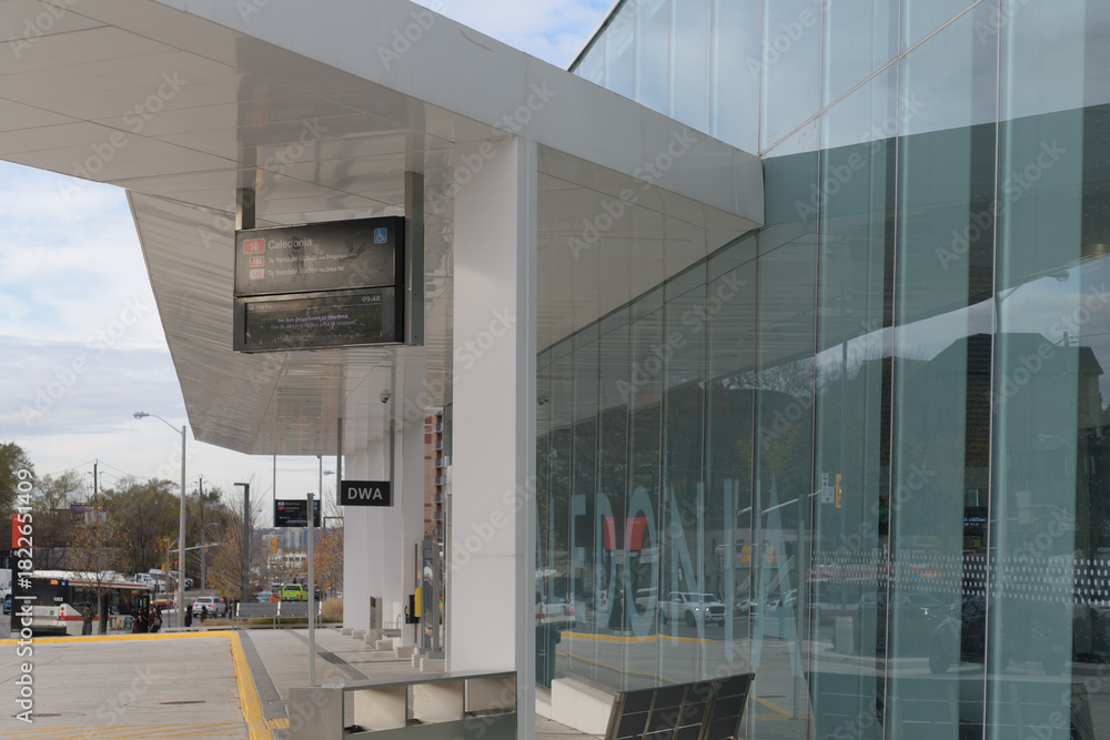 Fototapeta premium exterior of Caledonia LRT Station, Eglinton Crosstown, public transit, located at 2400 Eglinton Av near Westside Mall, Toronto