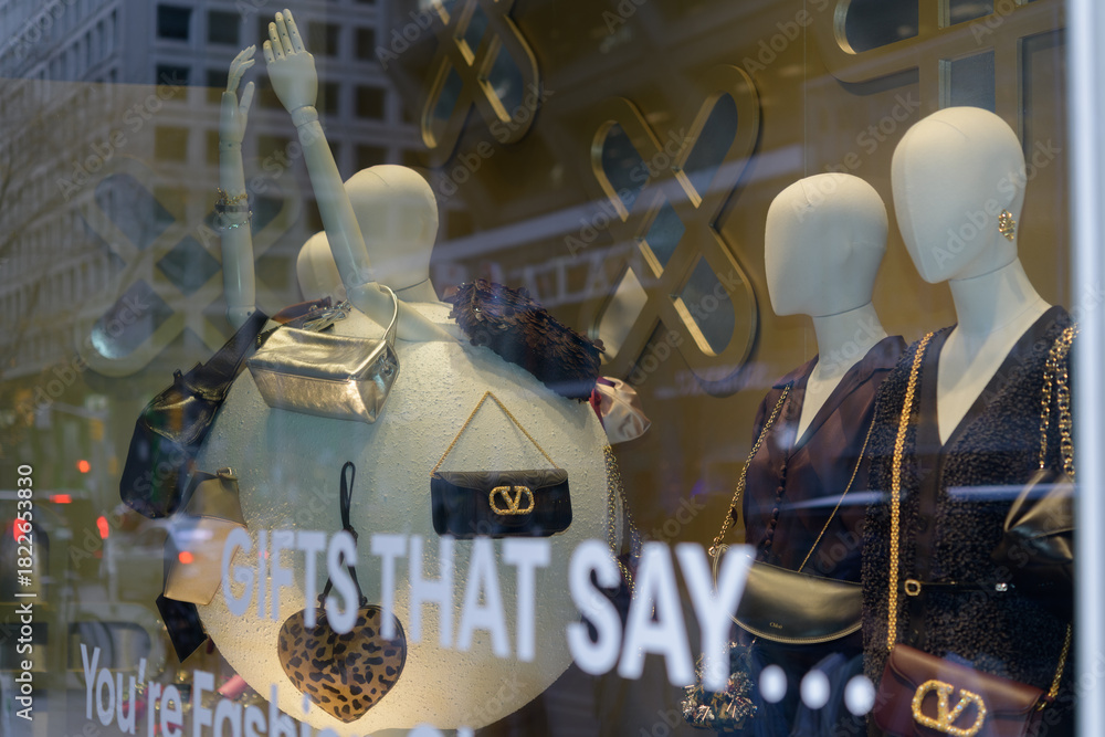 Fototapeta premium high end retail shop with merchandise and mannequins Bloor-Yorkville, Toronto