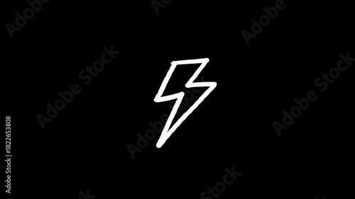 White Hand-Drawn Lightning Bolt Animation Transparent Background