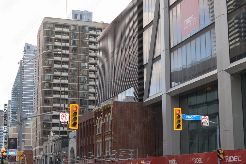 Fototapeta premium looking southwest on Yonge St from Bloor St E to The One Bloor St W, condo project Toronto