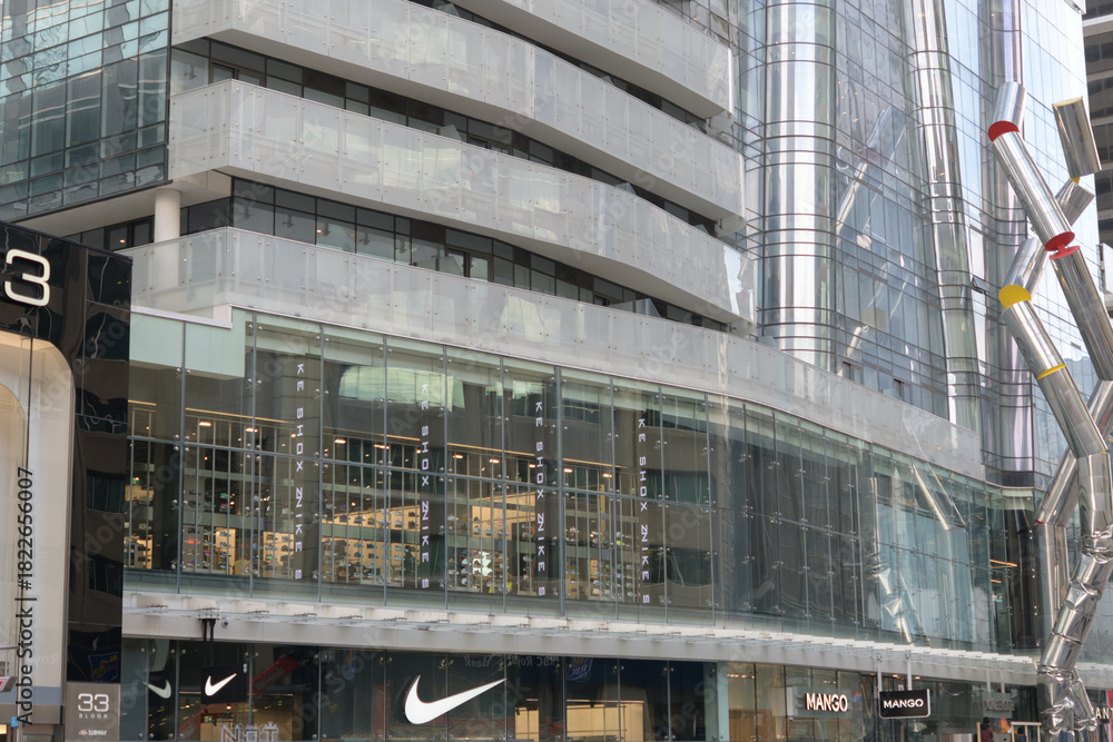 Fototapeta premium lower commercial levels of One Bloor St E, a mixed use condo building at the intersection of Yonge St, Toronto