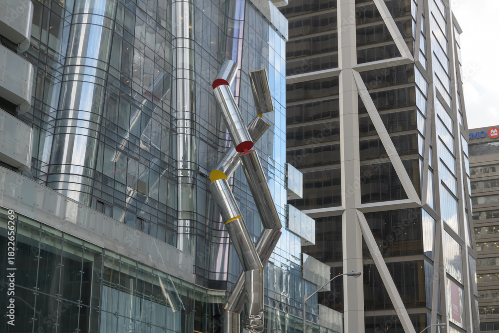 Fototapeta premium Safe Hands by Ron Arad on the exterior of One Bloor East condominium complex in Toronto