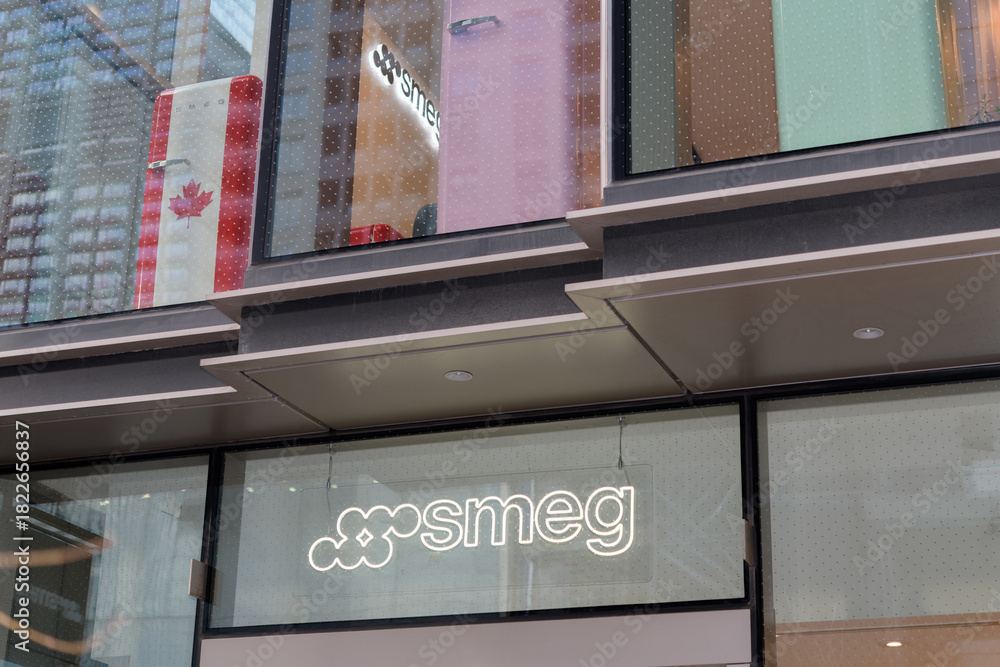 Obraz premium windows with appliances at Smeg, a home goods store, located at Two Bloor West, Toronto