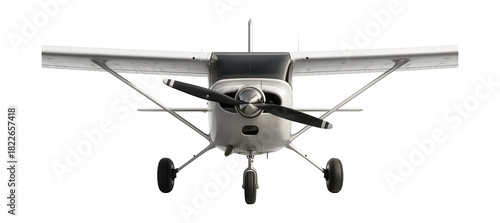 High-wing monoplane featuring fixed tricycle landing gear and a single propeller.