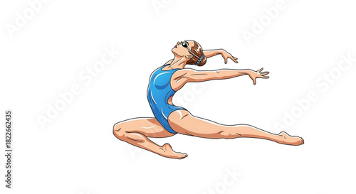 Artistic depiction of a synchronized swimmer in dynamic pose on white