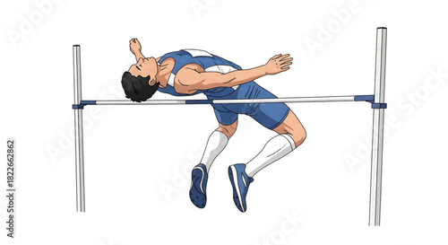 Athlete Clears High Jump Bar Illustrating Sportsmanship and Competitive Spirit