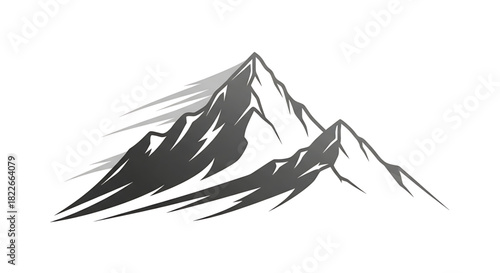 Majestic Mountain Peaks Illustration in Gray Scale, Perfect for Logos
