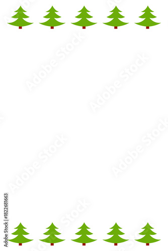 Christmas tree border PNG, minimalist festive frame with pines. Perfect for Christmas cards, winter invitations, holiday templates, scrapbooking, seasonal documents, digital designs. High-res PNG 