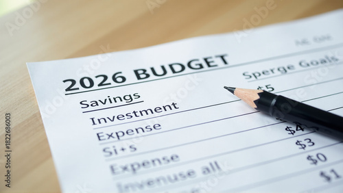 2026 budget planning document with written financial goals