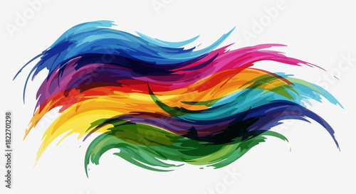 Vibrant Rainbow Watercolor Brush Strokes Abstract Art.