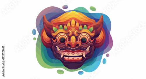 Barong Mask Indonesian Mythology Traditional Art.