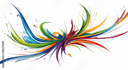 colorful abstract design with flowing lines and splashes.