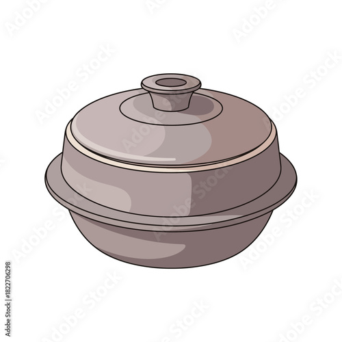 Artistic Illustration of a Traditional Korean Dolsot Pot for Culinary Purposes