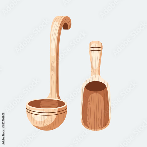 Illustrative Wood sauna accessories for relaxing spa experience equipment
