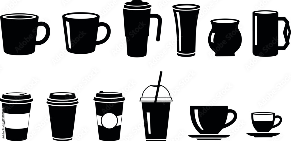 Fototapeta premium Cup and mug assortment Vector