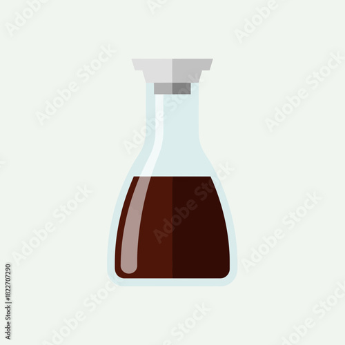 Stylized Vector Illustration of a Classic Science Beaker with Dark Liquid