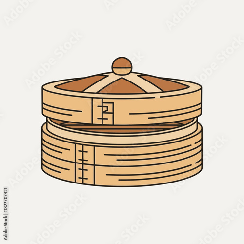 Steaming Traditions: A whimsical illustration of a dim sum steamer tower