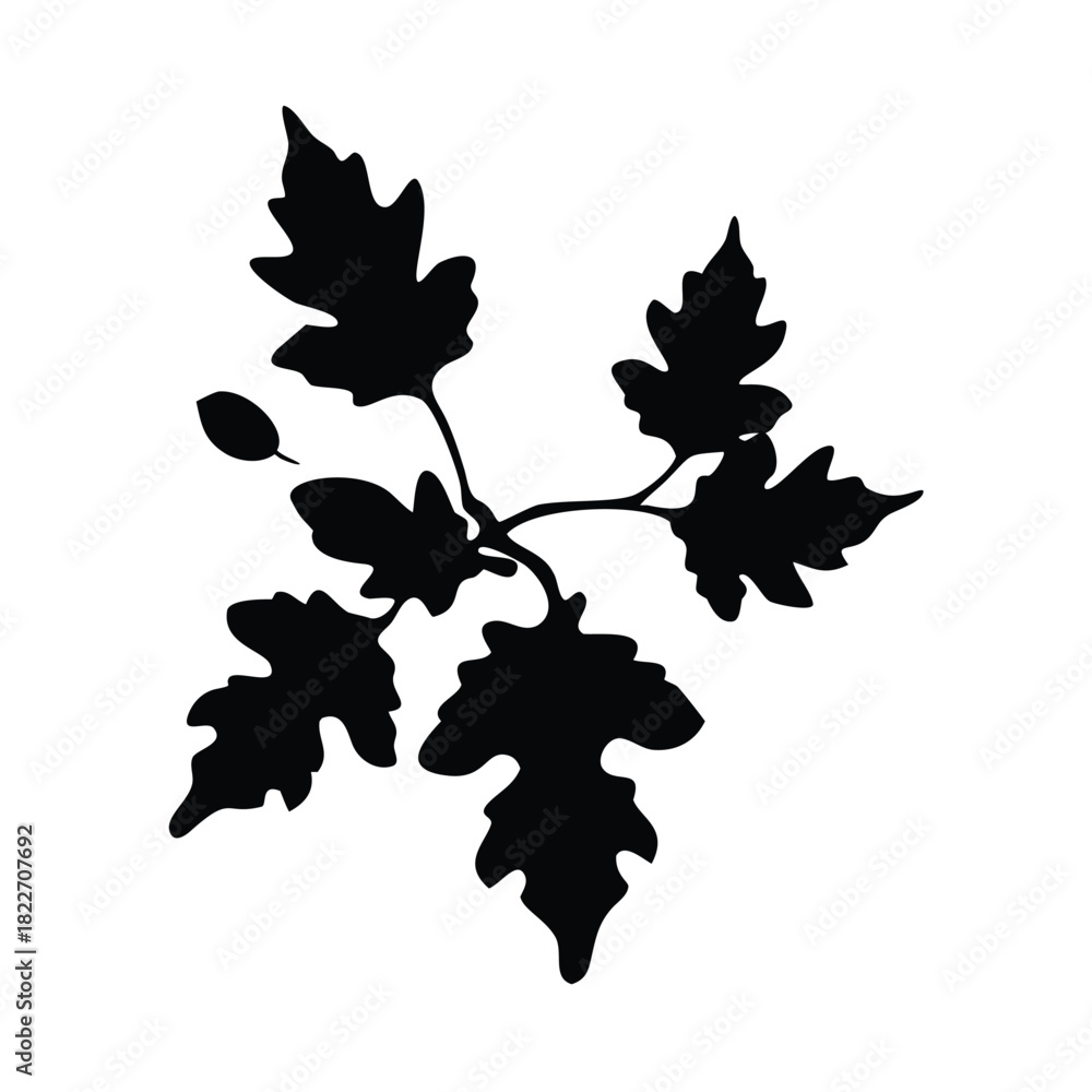 Naklejka premium A stark silhouette of a leafy plant against a clean white background art