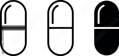 Capsule medicine pill icon set Vector