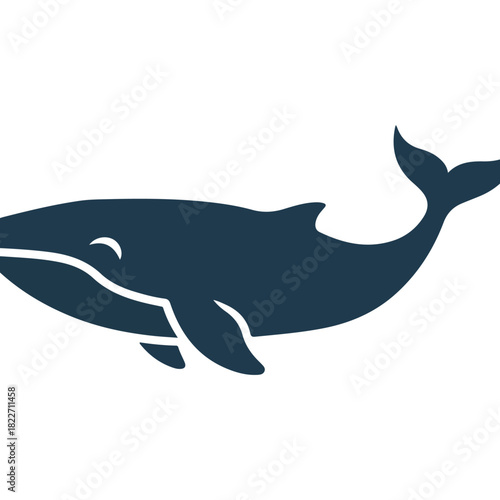 Silhouette of a Whale Swimming in the Ocean.