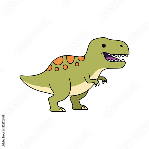 Cartoon Tyrannosaurus Rex with Orange Spots Illustration.
