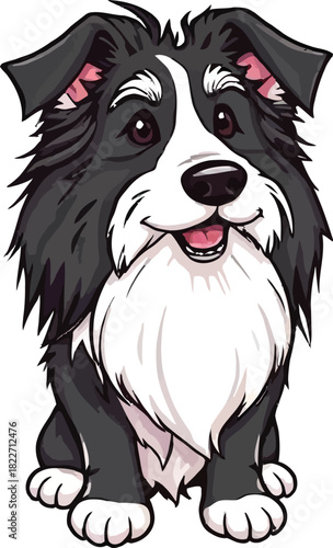Cute cartoon a illustrator vector Bearded Collie