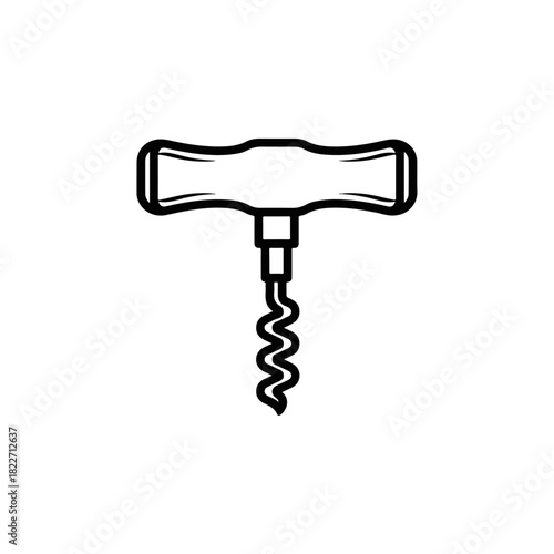 Simple Line Art Illustration of a Corkscrew Wine Opener.