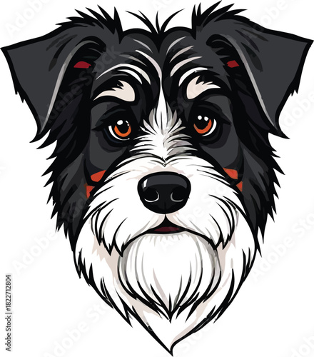 Cute cartoon a illustrator vector Bearded Collie