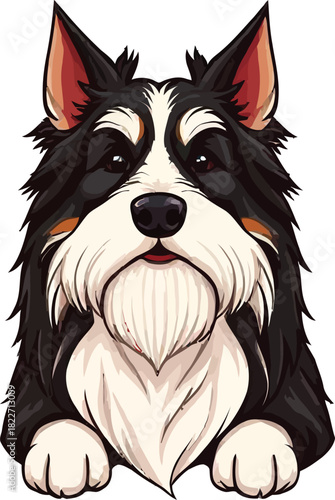 Cute cartoon a illustrator vector Bearded Collie