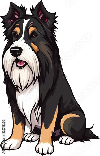 Cute cartoon a illustrator vector Bearded Collie