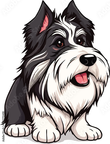 Cute cartoon a illustrator vector Bearded Collie
