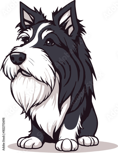 Cute cartoon a illustrator vector Bearded Collie