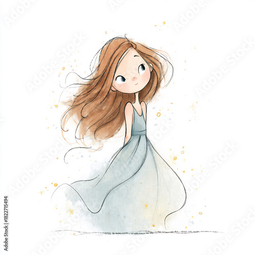 Whimsical Girl Clipart Character