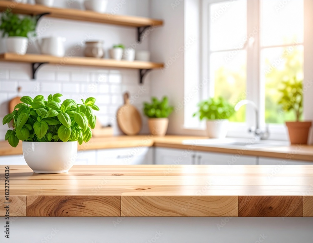 Fototapeta premium The Power of White Focused Counter, Soft Kitchen.