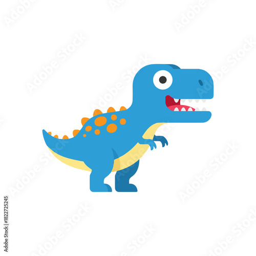 Cartoon Tyrannosaurus Rex with Blue Skin and Orange Spots.