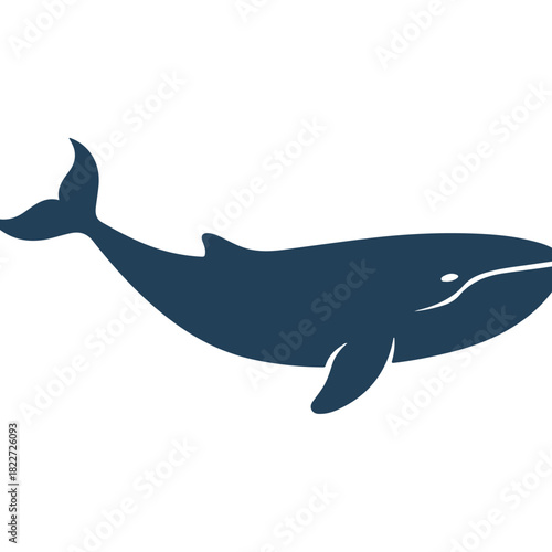 Elegant Whale Silhouette Swimming in the Deep Blue Sea.