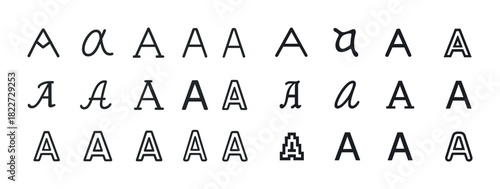 Diverse styles of the letter a in various fonts and designs