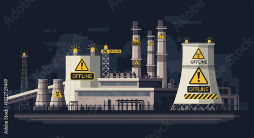 Industrial Power Plant Offline Warning Signs.