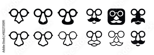 Collection of comical disguise glasses with noses and mustaches